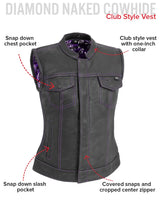 Jessica Women's Motorcycle Leather Vest - Purple - Limited Edition - First Manufacturing Company - Flyclothing LLC