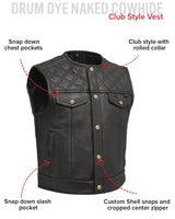 Shell Shock Men's Motorcycle Leather Vest (limited edition) - First Manufacturing Company - Flyclothing LLC