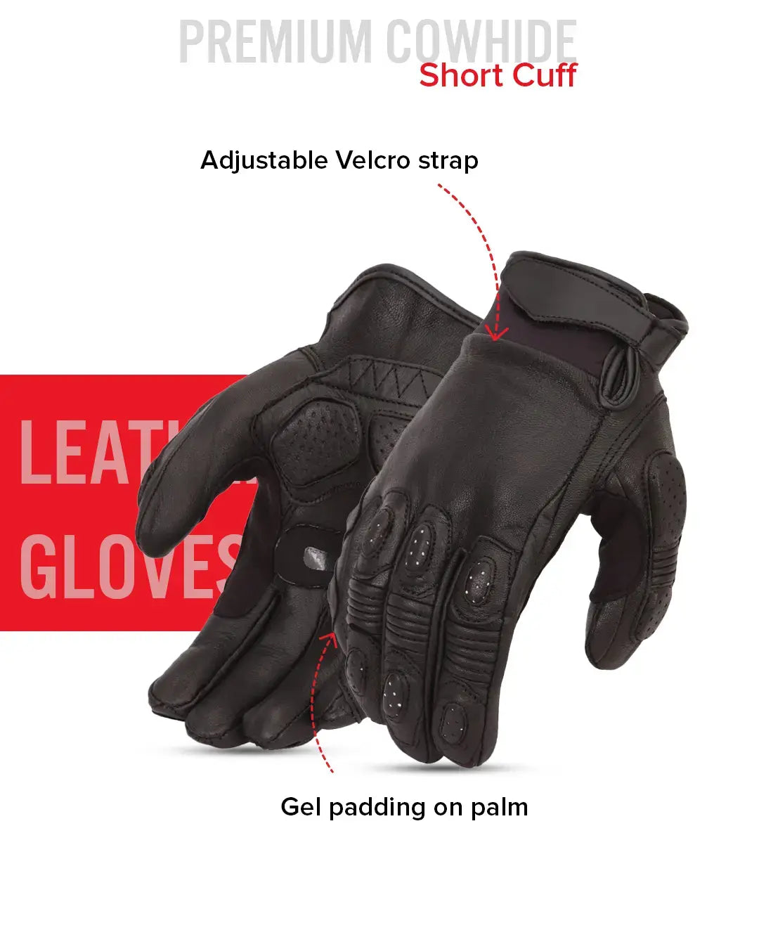 Blitz Men's Leather Motorcycle Gloves - First Manufacturing Company - Flyclothing LLC