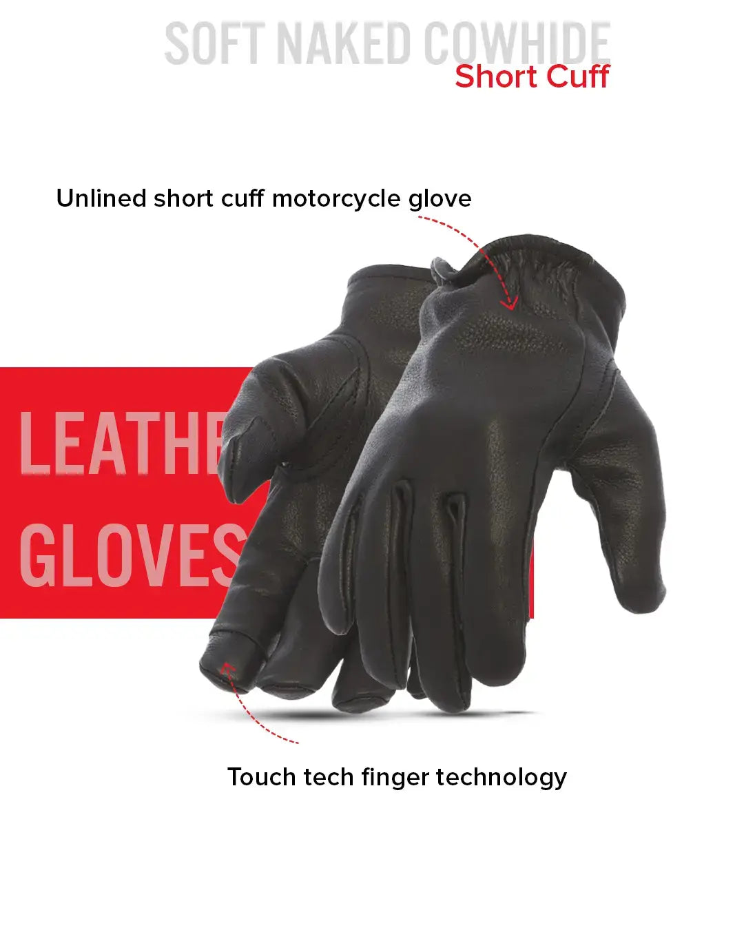 Roper Men's Motorcycle Leather Gloves - First Manufacturing Company - Flyclothing LLC