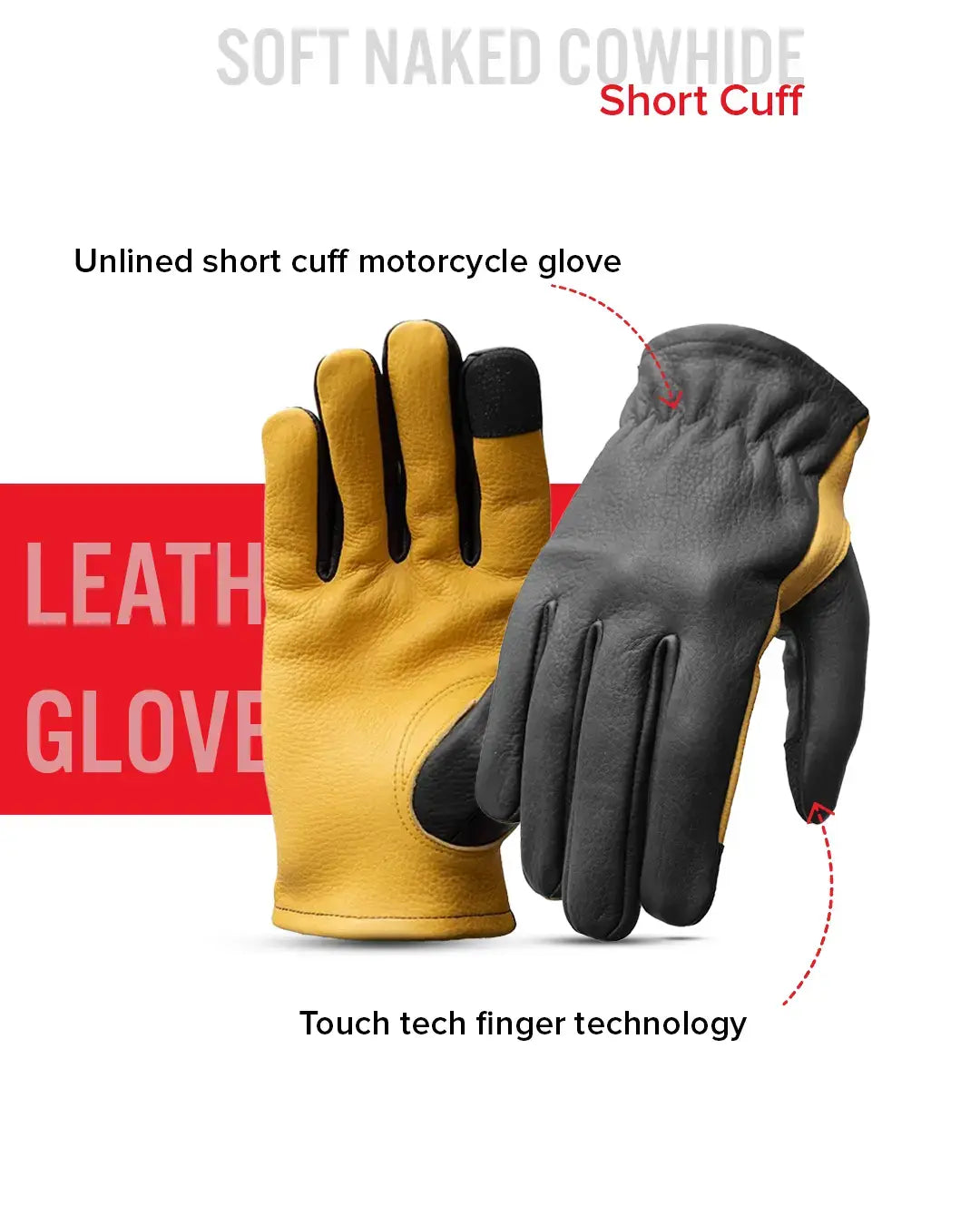 Roper Men's Motorcycle Leather Gloves - First Manufacturing Company - Flyclothing LLC