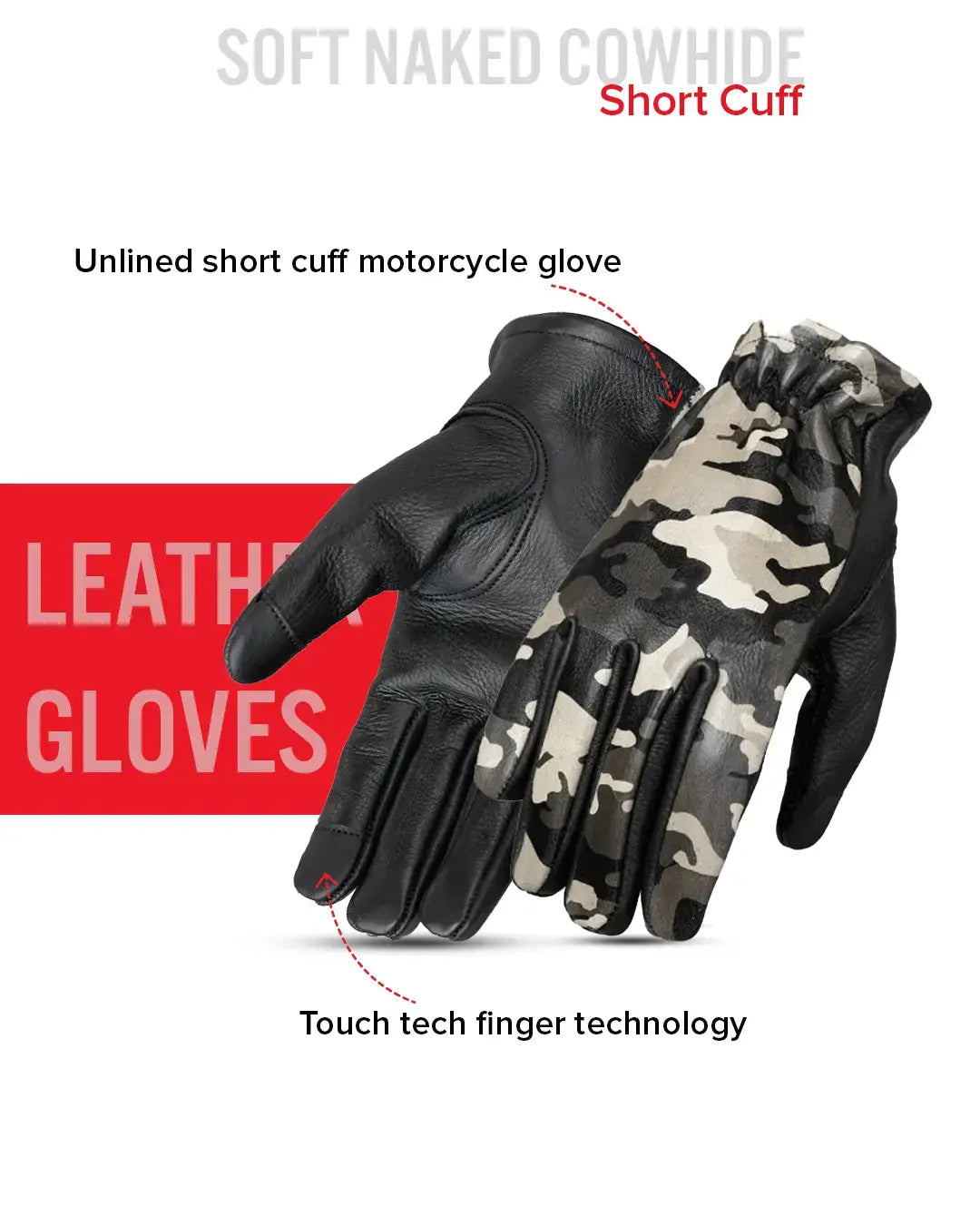 Roper Men's Motorcycle Leather Gloves - First Manufacturing Company - Flyclothing LLC
