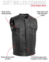 The Cut Men's Motorcycle Leather Vest, Multiple Color Options - First Manufacturing Company - Flyclothing LLC
