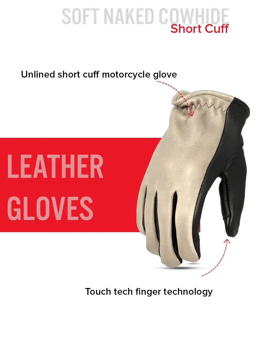 Roper Men's Motorcycle Leather Gloves - First Manufacturing Company - Flyclothing LLC