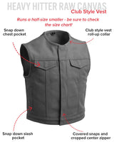 Lowside Grey Men's Motorcycle Canvas Vest - First Manufacturing Company - Flyclothing LLC