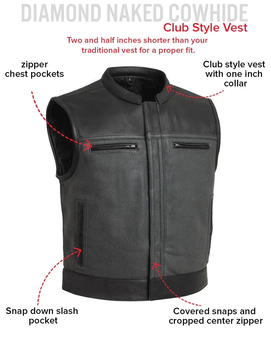 V-Twin Visionary Battleship Perforated Leather Vest - First Manufacturing Company - Flyclothing LLC