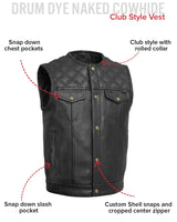 12 Gauge Men's Motorcycle Leather Vest - First Manufacturing Company - Flyclothing LLC