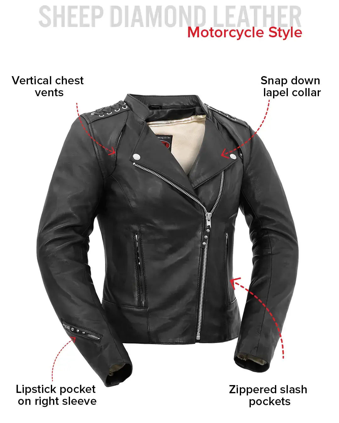 Black Widow - Women's Motorcycle Leather Jacket - First Manufacturing Company - Flyclothing LLC