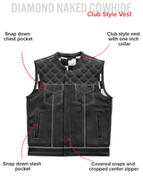 Finish Line - White Checker - Men's Motorcycle Leather Vest - First Manufacturing Company - Flyclothing LLC