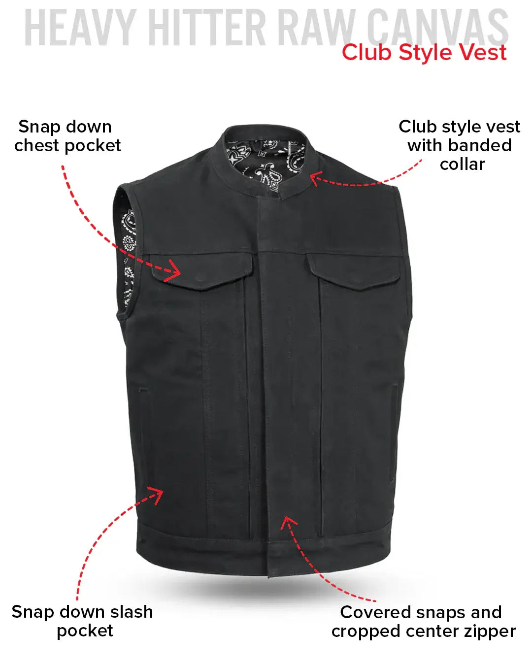 Highland V2 Men's Motorcycle Canvas Vest - First Manufacturing Company - Flyclothing LLC