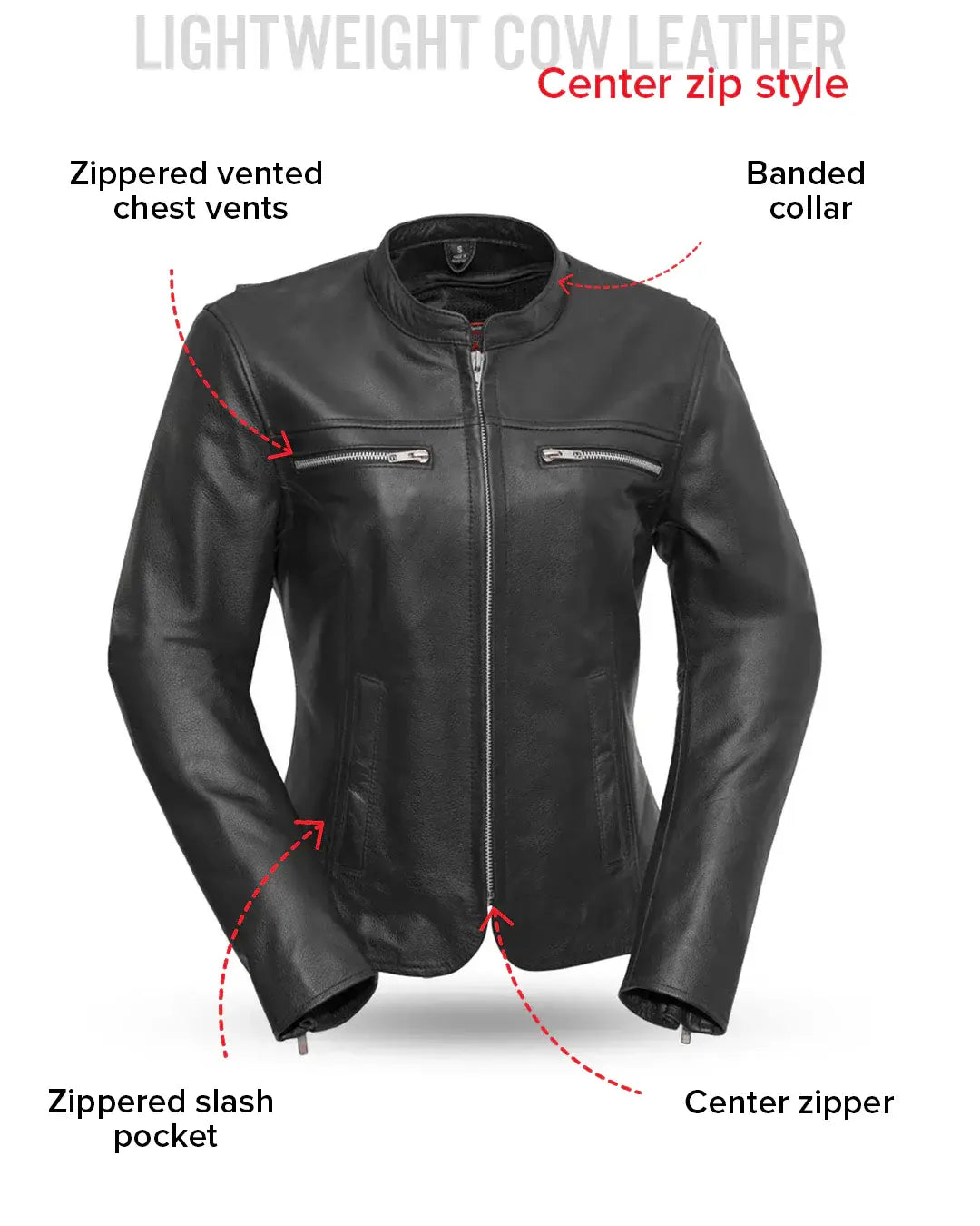 Roxy - Women's Leather Motorcycle Jacket - First Manufacturing Company - Flyclothing LLC