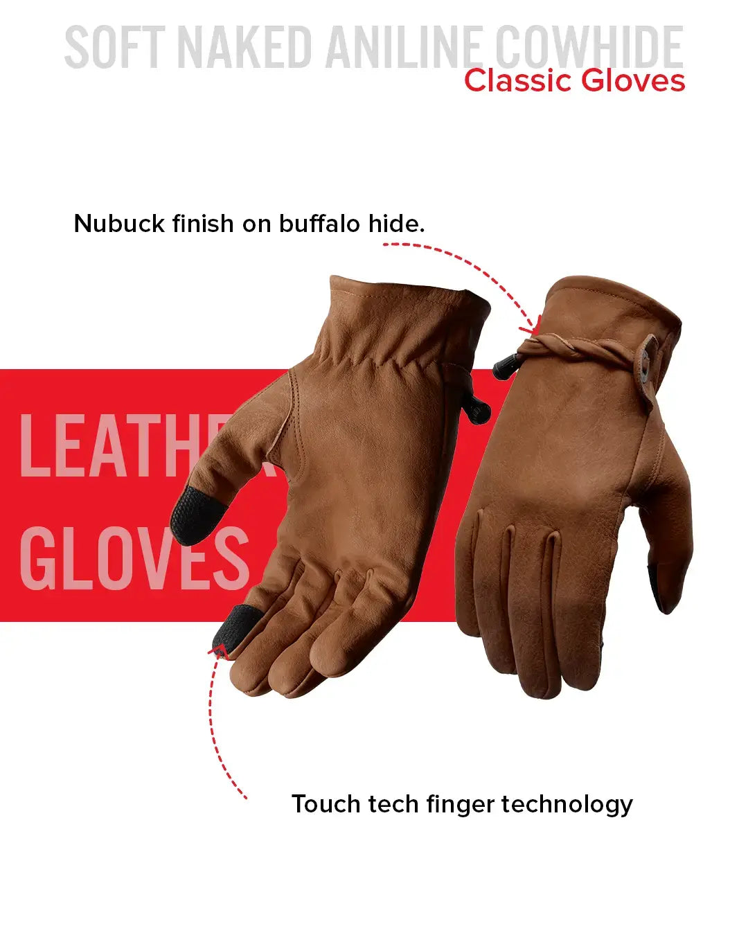 Ranch Men's Motorcycle Leather Gloves - First Manufacturing Company - Flyclothing LLC
