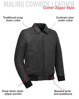 Moto Bomber - Men's Leather Jacket - First Manufacturing Company - Flyclothing LLC