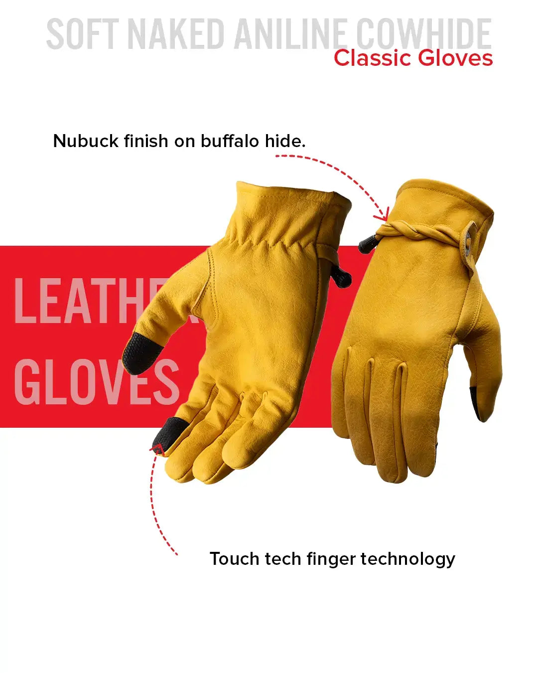 Ranch Men's Motorcycle Leather Gloves - First Manufacturing Company - Flyclothing LLC