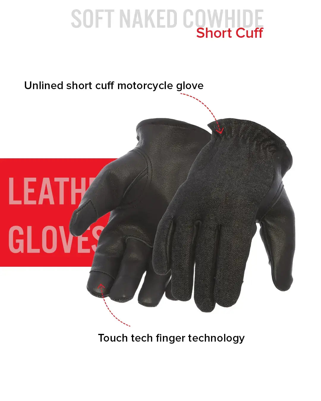 2 Tone Roper Men's Motorcycle Leather Gloves - First Manufacturing Company - Flyclothing LLC
