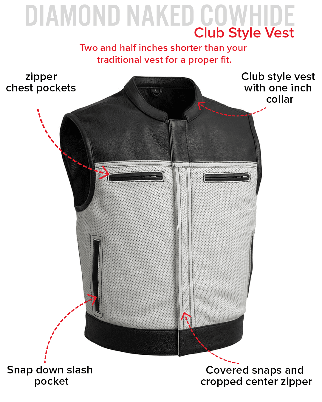 Two Tone Lowrider Perforated Men's Leather Vest - First Manufacturing Company - Flyclothing LLC