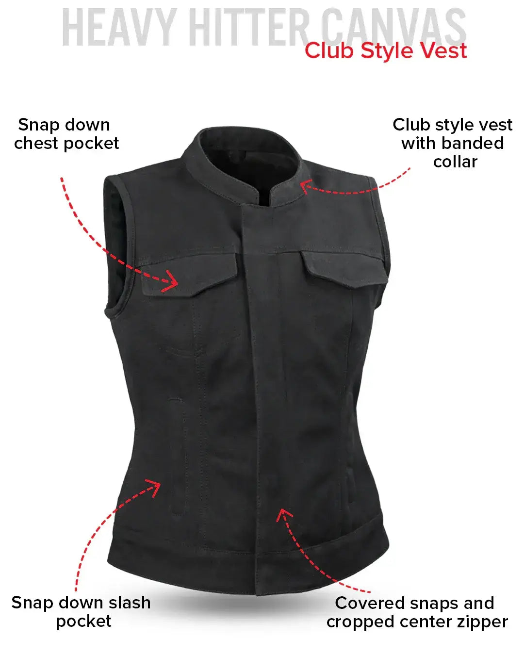 Ludlow Women's Motorcycle Canvas Vest - First Manufacturing Company - Flyclothing LLC