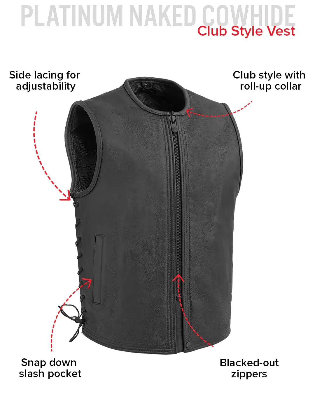 Venom Men's Motorcycle Leather Vest - First Manufacturing Company - Flyclothing LLC