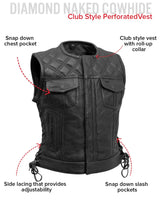 Bonnie Perforated Women's Motorcycle Leather Vest - First Manufacturing Company - Flyclothing LLC