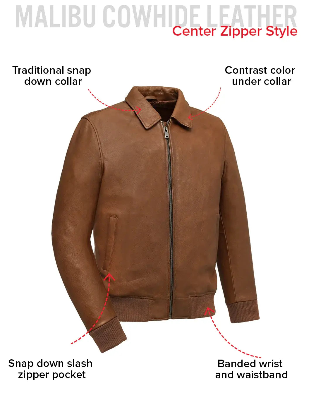 Moto Bomber - Men's Leather Jacket - First Manufacturing Company - Flyclothing LLC