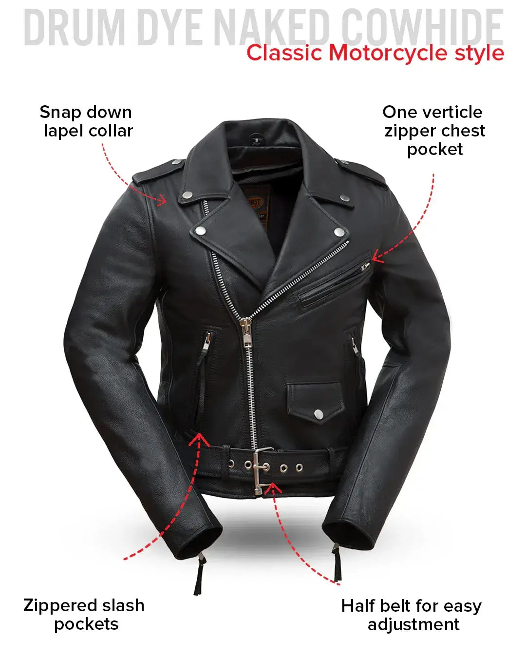 Rockstar - Women's Motorcycle Leather Jacket - First Manufacturing Company - Flyclothing LLC