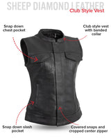 Ludlow Women's Motorcycle Leather Vest - First Manufacturing Company - Flyclothing LLC