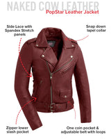 Popstar Women's Motorcycle Leather Jacket - First Manufacturing Company - Flyclothing LLC