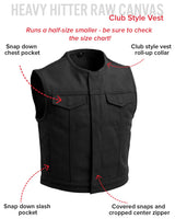 Lowside Black Men's Motorcycle Canvas Vest - First Manufacturing Company - Flyclothing LLC