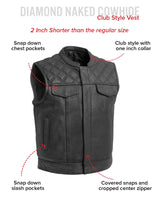 Upside Men's Club Style Leather Vest - First Manufacturing Company - Flyclothing LLC
