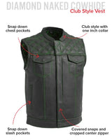 Downside Men's Motorcycle Leather Vest - First Manufacturing Company - Flyclothing LLC