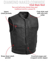 Lowrider Perforated Men's Leather Vest - First Manufacturing Company - Flyclothing LLC