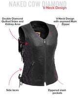 Bandida Women's Motorcycle Leather Vest - First Manufacturing Company - Flyclothing LLC