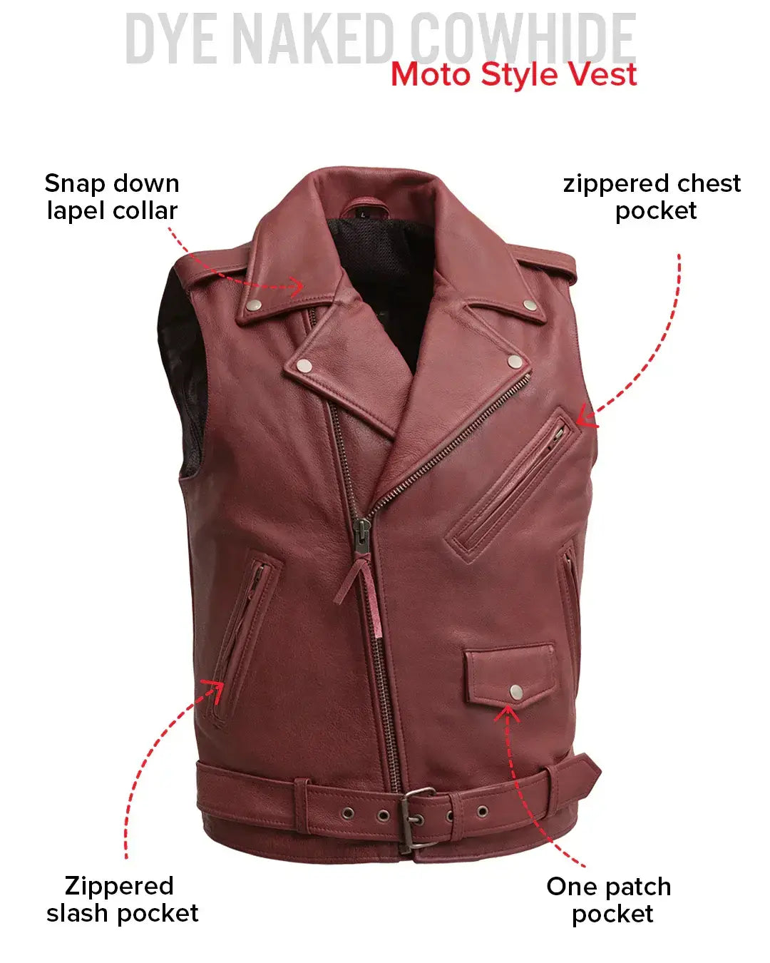 Roller - Men's Motorcycle Leather Vest - First Manufacturing Company - Flyclothing LLC