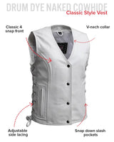Beryl - Women's Motorcycle Leather Vest - White - First Manufacturing Company - Flyclothing LLC