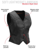 Sweet Sienna Women's Motorcycle Leather Vest - First Manufacturing Company - Flyclothing LLC