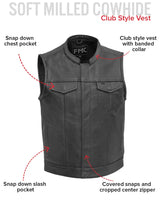 Blaster Men's Leather Motorcycle Vest - First Manufacturing Company - Flyclothing LLC
