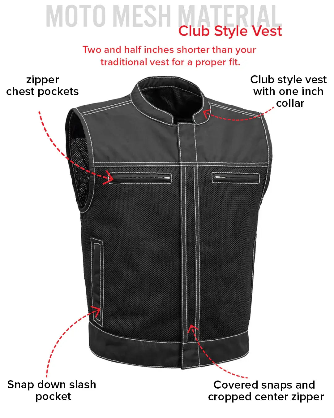 Lowrider Moto Mesh Men's Motorcycle Vest - First Manufacturing Company - Flyclothing LLC