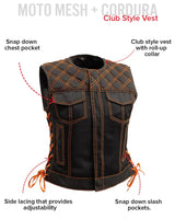 Bonnie Moto Mesh Women's Motorcycle Vest - Diamond Quilt - First Manufacturing Company - Flyclothing LLC