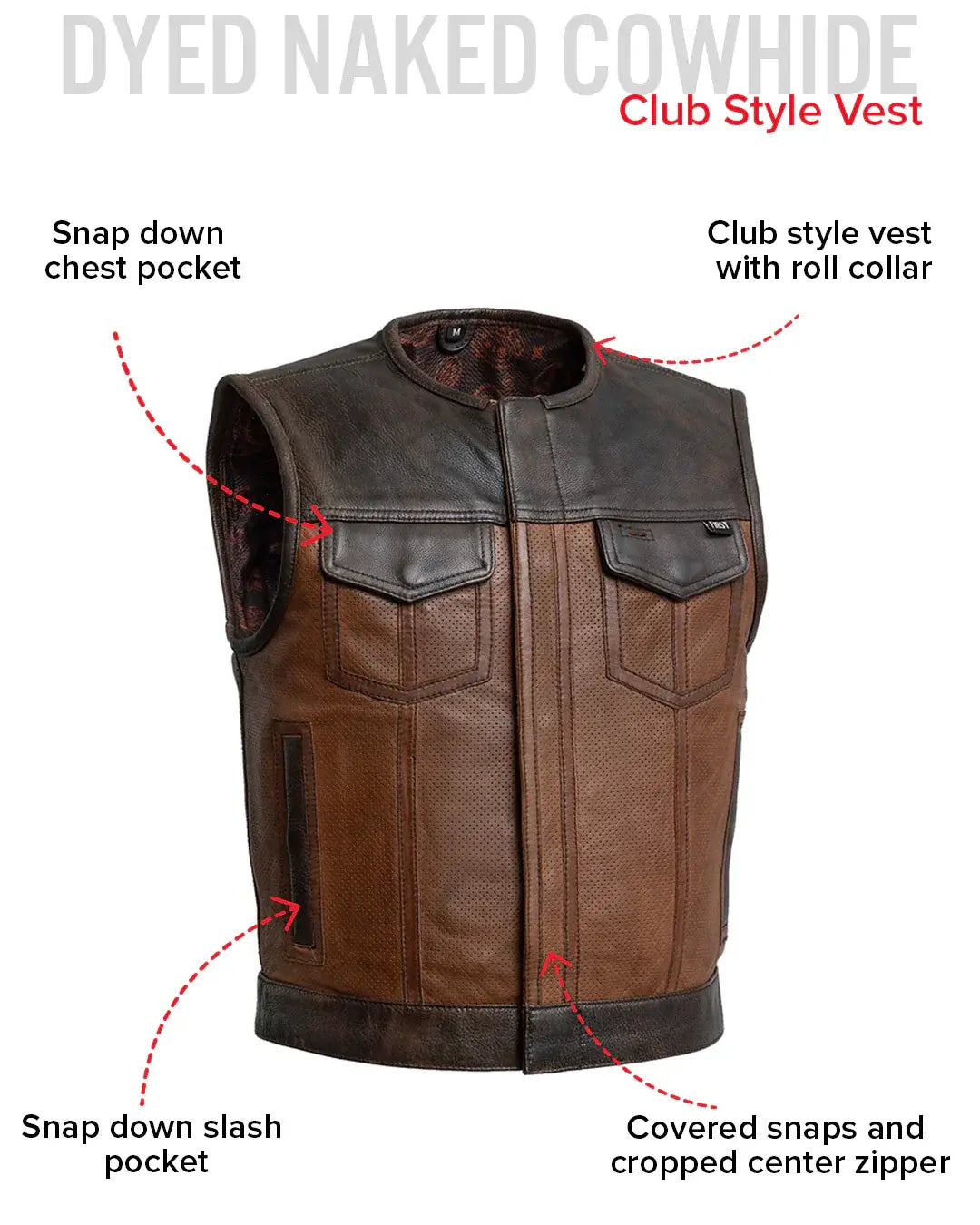 Lowside Gunner Men's Perforated Leather Vest - First Manufacturing Company - Flyclothing LLC