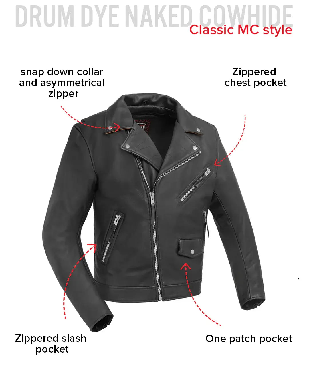 Arnold Men's Motorcycle Leather Jacket - First Manufacturing Company - Flyclothing LLC