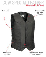 Carbine Men's Western Style Leather Motorcycle Vest - First Manufacturing Company - Flyclothing LLC