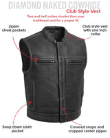 Lowrider Perforated Men's Leather Vest - First Manufacturing Company - Flyclothing LLC