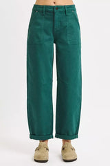 RISEN High Rise Ankle Cuffed Barrel Pants - Trendsi - Flyclothing LLC