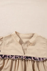Leopard Frill Short Sleeve Blouse - Trendsi - Flyclothing LLC