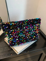 Sequin Clutch with Zipper - Trendsi
