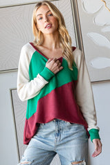 HOPELY Full Size Color Block Long Sleeve T-Shirt - Trendsi