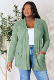 Basic Bae Full Size Ribbed Open Front Cardigan with Pockets - Trendsi - Flyclothing LLC