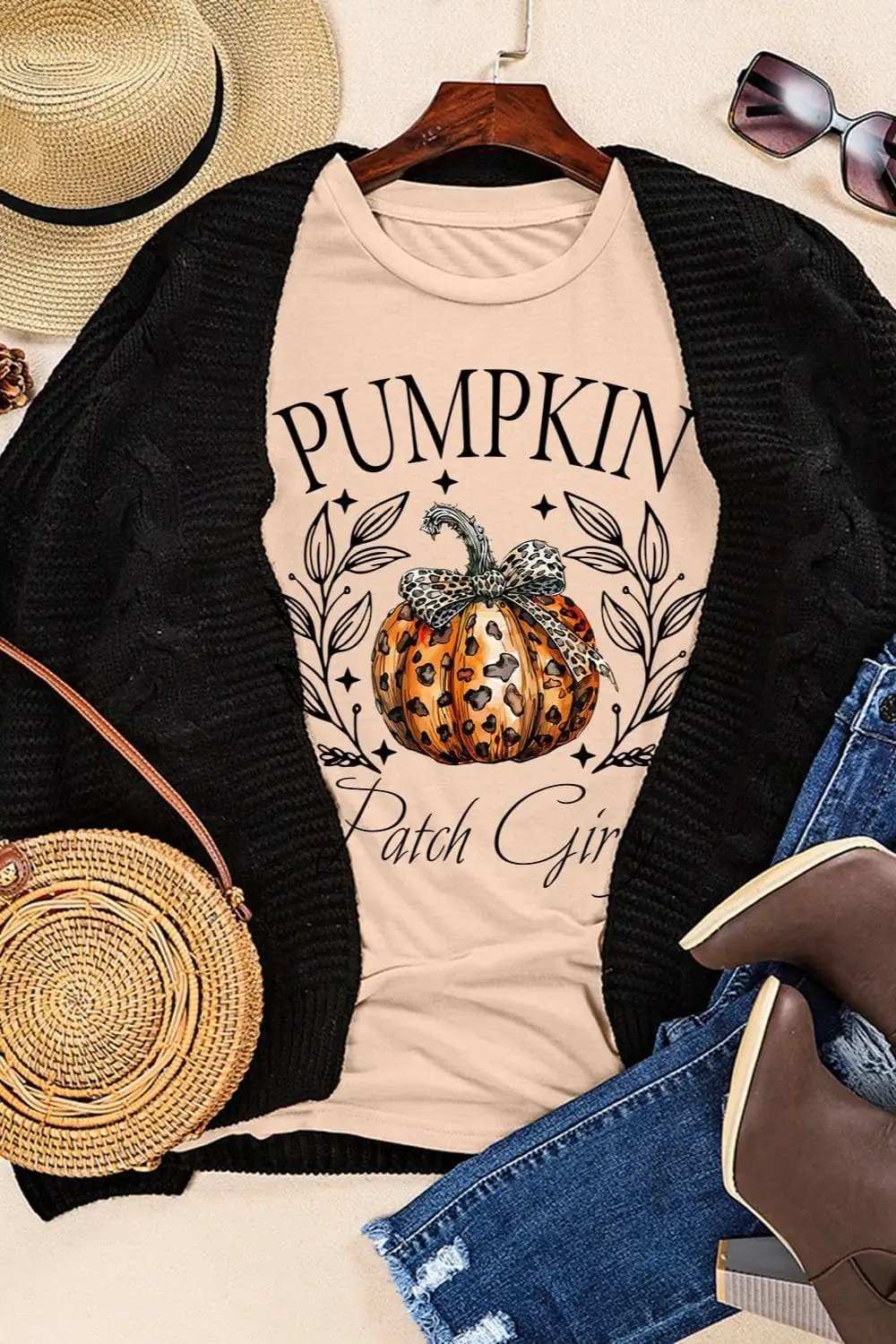 Pumpkin Graphic Round Neck Short Sleeve T-Shirt - Trendsi - Flyclothing LLC