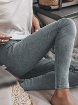 Ribbed Elastic Waist Leggings - Trendsi - Flyclothing LLC