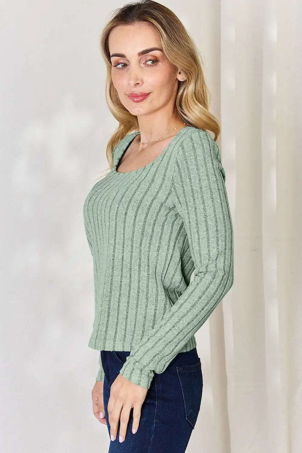 Basic Bae Full Size Ribbed Long Sleeve T-Shirt - ShopBasicbae - Flyclothing LLC